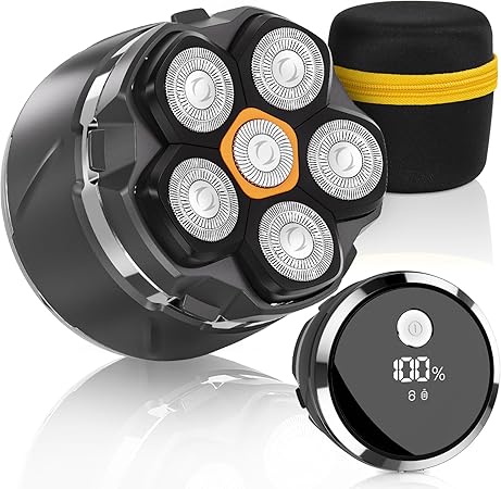 Glatzen Rasierer Herren, 2025 Verbessert IPX8 Wasserdicht 6D Flexibler Glatzenrasierer, Magnetische Schwebender Kopf, Nass und Trocken Glatzen Rasierer mit LED Anzeige, USB-C Kopfrasierer Glatze
